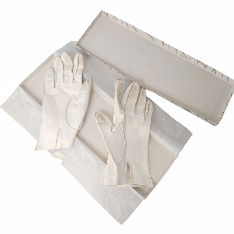 Wear Right 60's Vintage Leather Gloves Size 6 3/4 In Original Buffums Box 50s